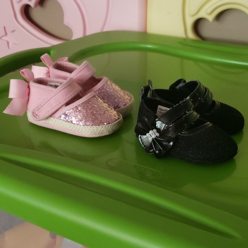 2 Pairs Baby Girl Dressy Shoes 3-6M